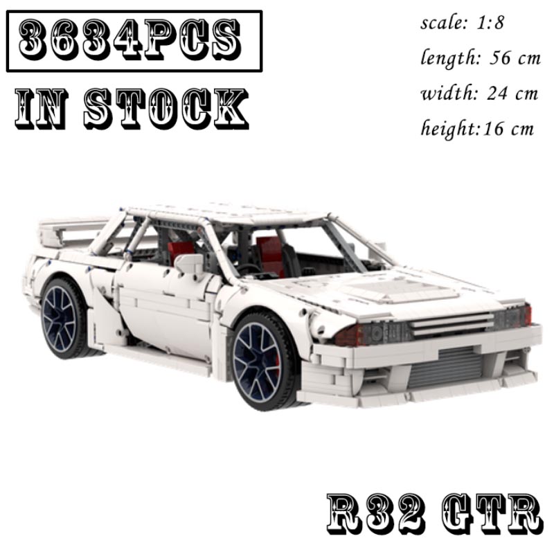 Moc Supercar Building Blocks 1/8 Scale - MOC-62624 1:8 Maßstab Skyline R32 GTR