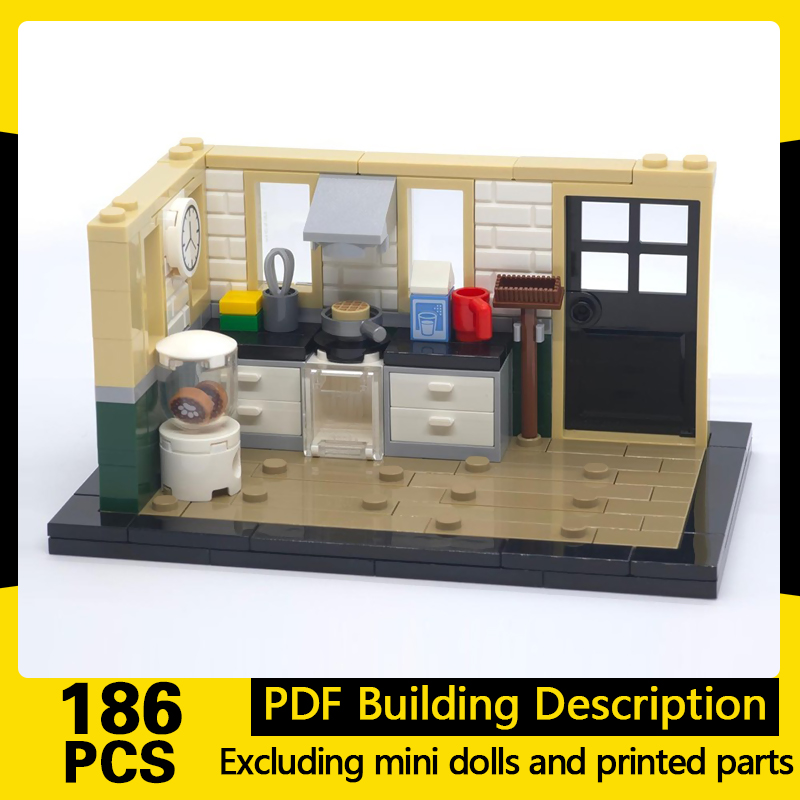 Moc Modular Building Street View Bricks - Stadtansicht-Modell MOC Bausteine Kleines Haus Küche