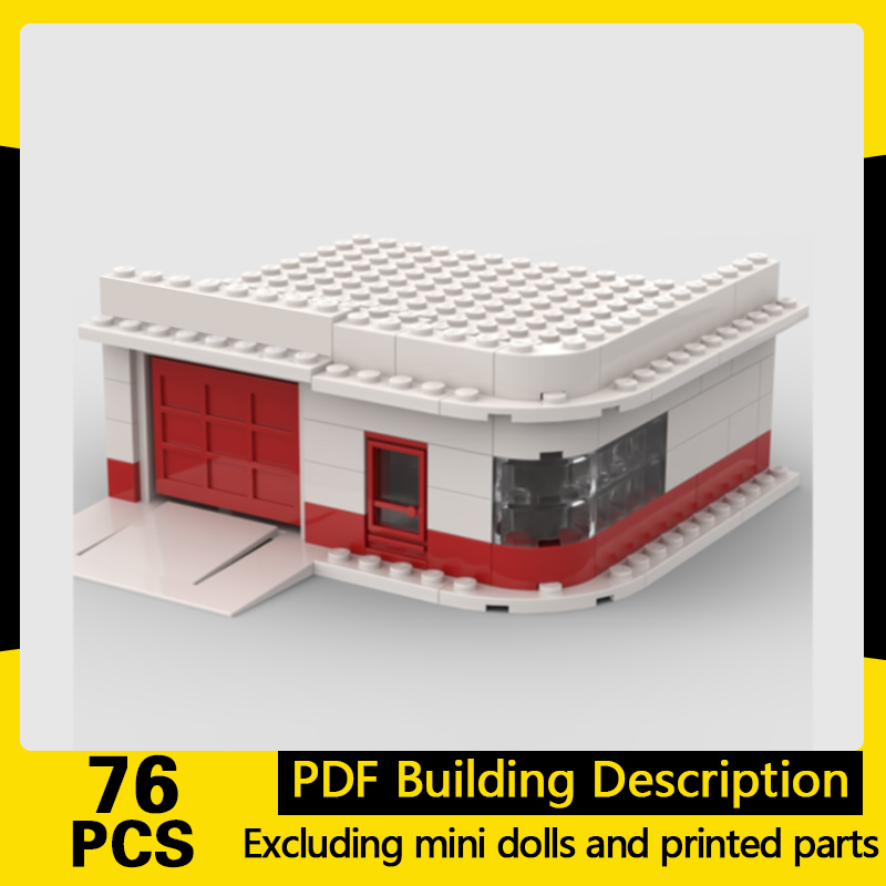 Moc Modular Building Street View Bricks - Stadtansicht-Modell MOC Bausteine Große Tankstelle Modulare