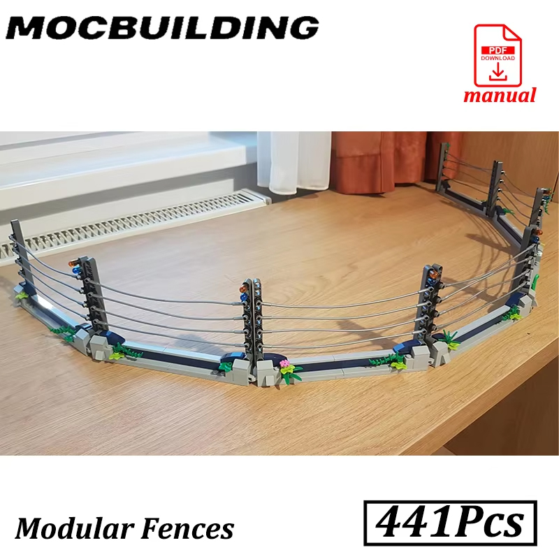 Moc Modular Building Street View Bricks - Modulare Jurassic Dinosaurier Zaun Modell MOC