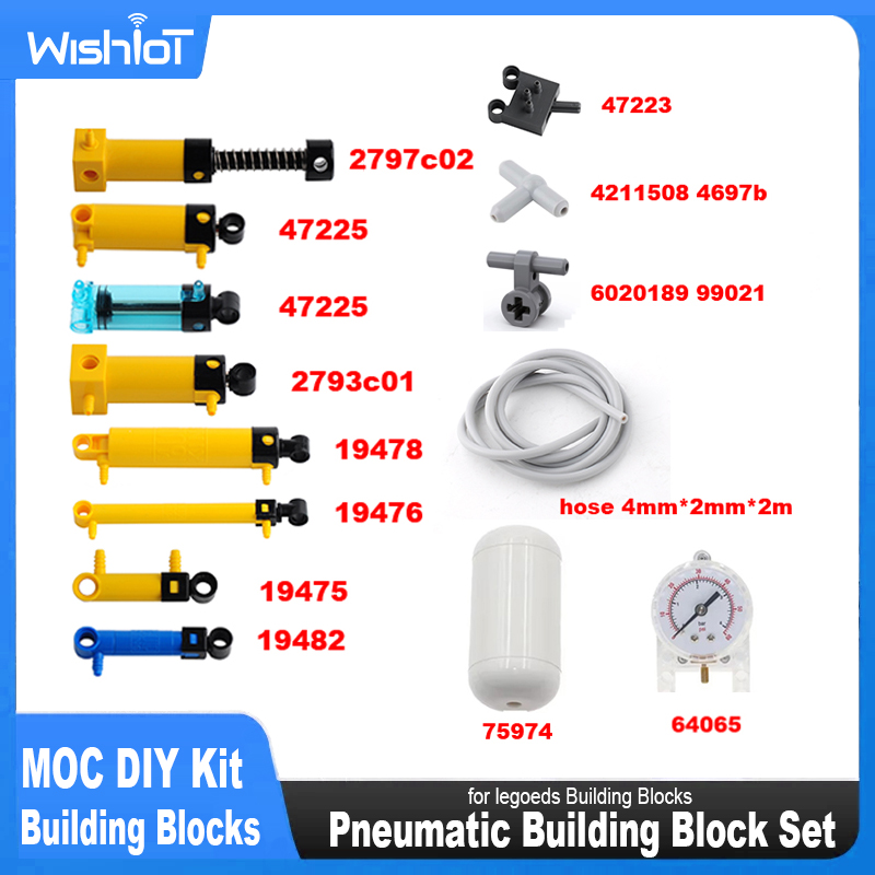 Pneumatic Cylinder Pump Technic Parts - MOC-Pneumatik-Sets, technische Teile, Zylinder, Luftpumpe, Schubstangenschalter,