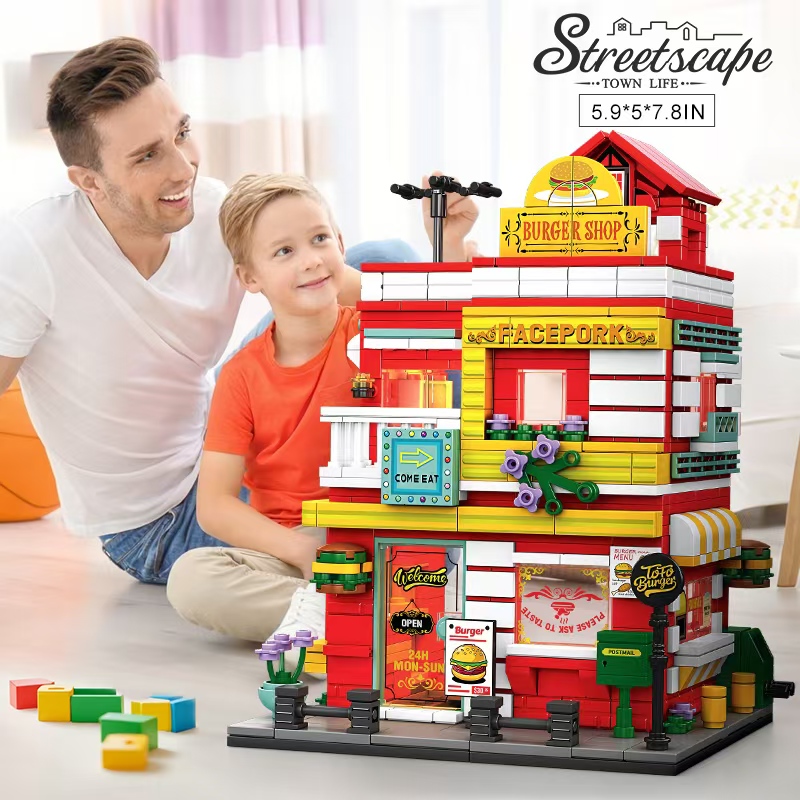 Stadtansicht Burger-Shop Modul – Moc Modular Building Street View Bricks Bewertung und Preis