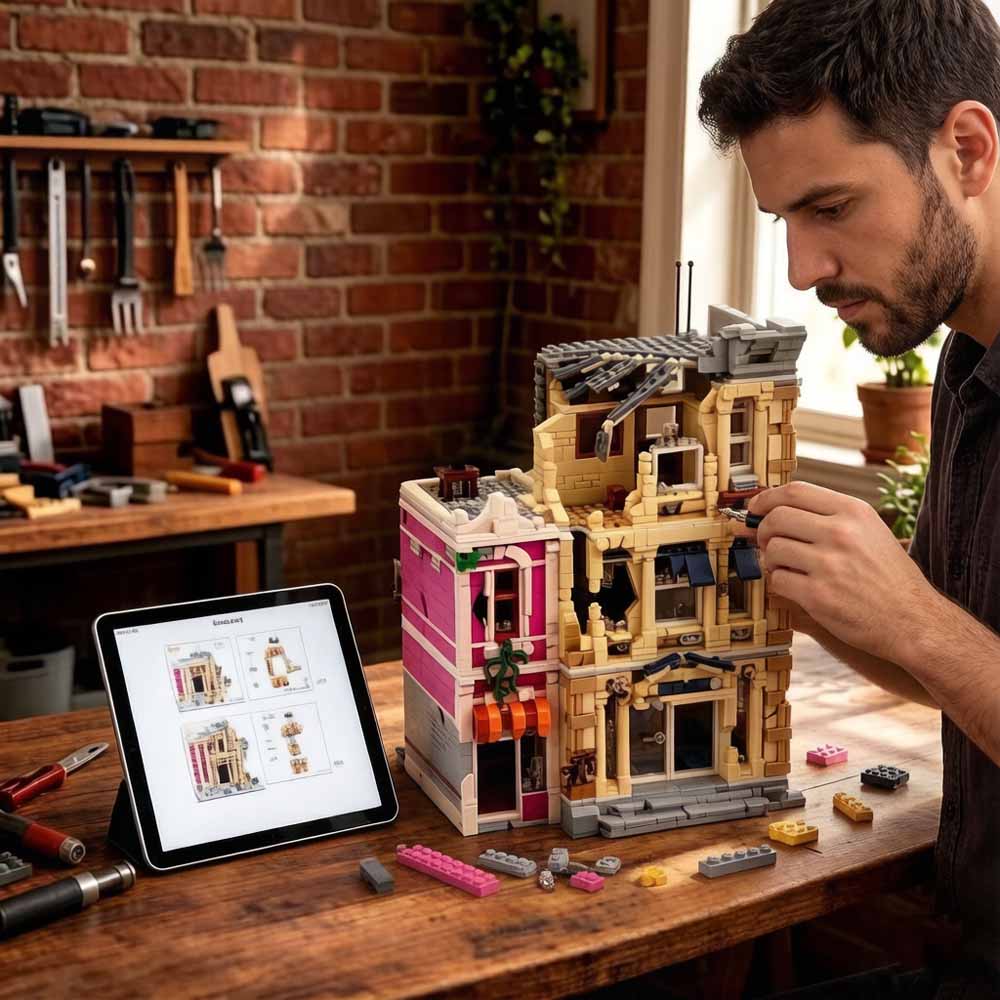 Kreative Weltuntergangs-Polize – Moc Modular Building Street View Bricks Bewertung und Preis