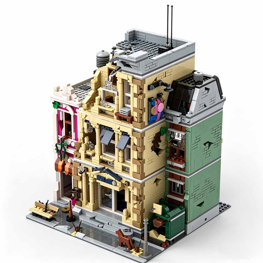 Kreative Weltuntergangs-Polize – Moc Modular Building Street View Bricks Bewertung und Preis