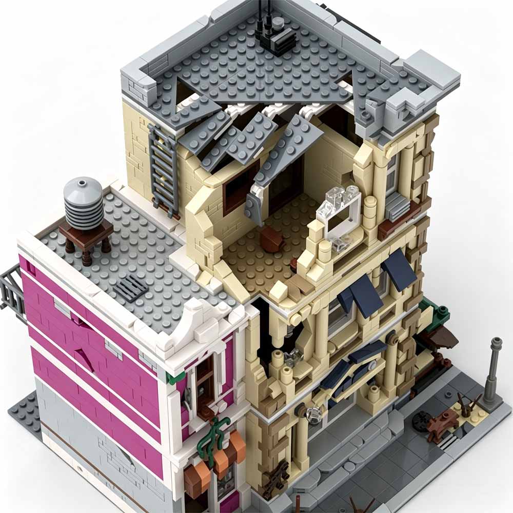 Kreative Weltuntergangs-Polize – Moc Modular Building Street View Bricks Bewertung und Preis