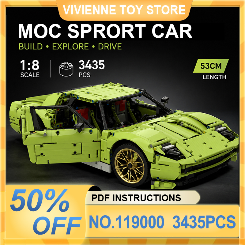 Modell MOC in Sammlerqualität, – Moc Supercar Building Blocks 1/8 Scale Bewertung und Preis
